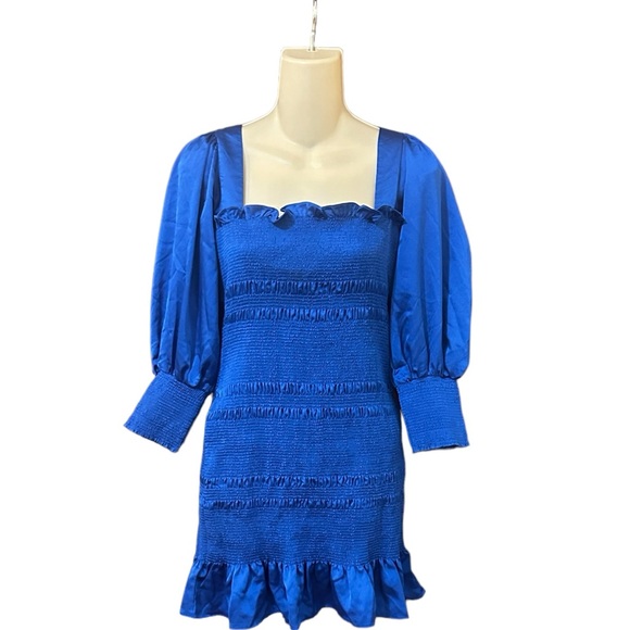 Do+Be Smocked Mini Dress in Royal Blue‎ Size Large - Picture 1 of 9